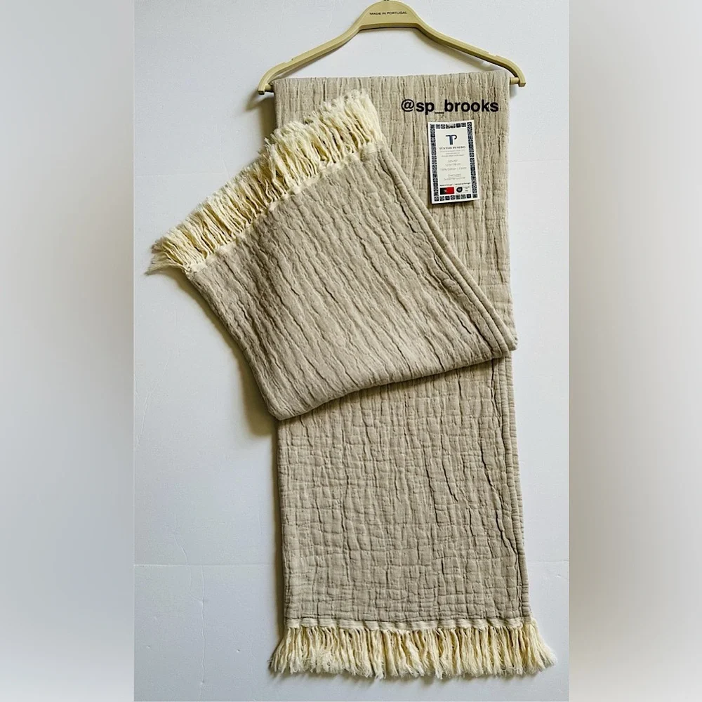 🎁Texteis Penedo Throw Blanket  - Taupe - Made in Portugal Cotton Throw